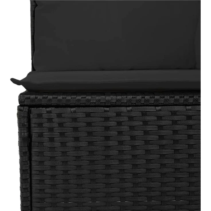 vidaXL Gartensofa ohne Armlehnen mit Kissen Schwarz Poly Rattan 365961 – Bild 4