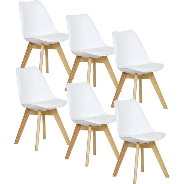 Woltu Esszimmerstuhl (Set, 6 St), Designstuhl Sitzfläche aus Kunstleder, Massivholz – Bild 5