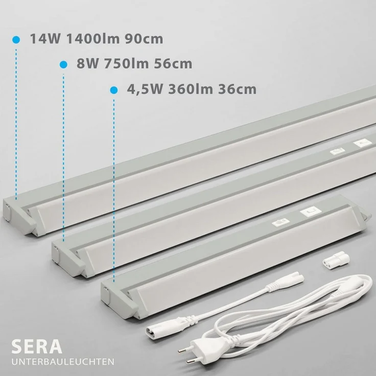 Maxkomfort LED Unterbauleuchte schwenkbar & 3-Stufen-Dimmfunktion - 36cm/56cm/90cm in Weiß/Grau, LED fest integriert, 3 Lichtfarben, Warmweiß/Kaltweiß/Neutralweiß, 3000K/4000K/6000K, Küchenleuchte 3-Stufen-Dimmbar, schwenkbar, 3 Lichtfarben, IP20 – Bild 2