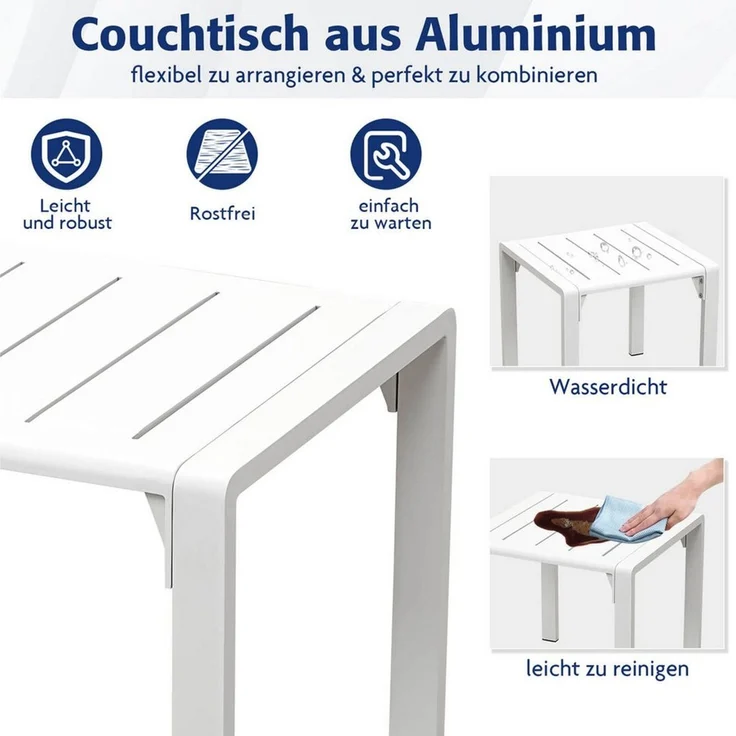 MeXo Gartenlounge-Set Lounge Gartenmöbelset Aluminium Wetterfest, (Couchtisch, 1-tlg, 44 x 44 x 41 cm), wetterfest Gartentisch für 1-2 Personen – Bild 2