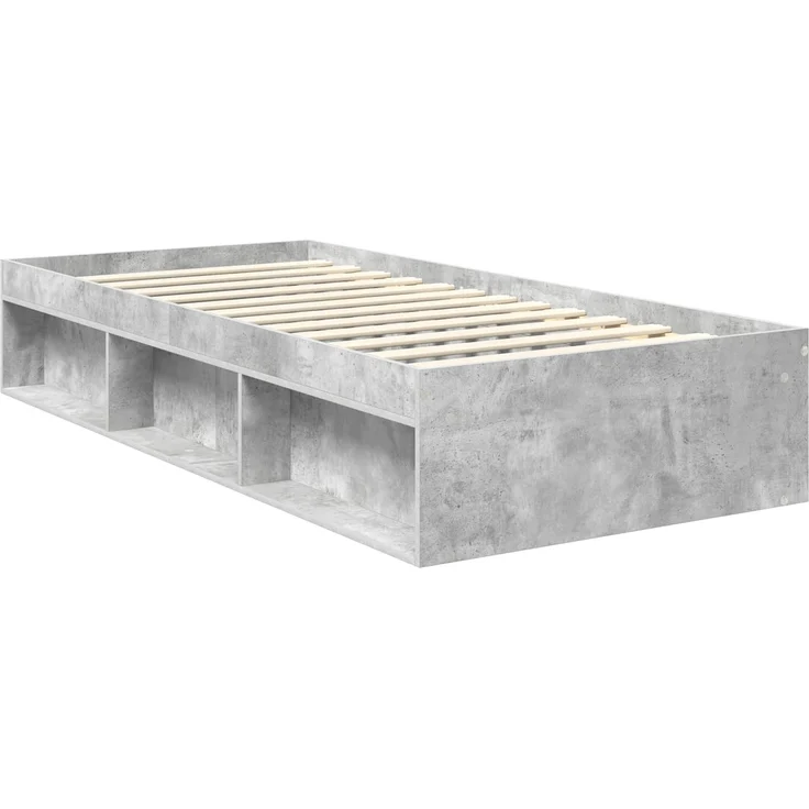 vidaXL Bettrahmen mit Kopfteil Beton 90 x 200 cm Massives Kiefernholz 3411458 – Bild 4