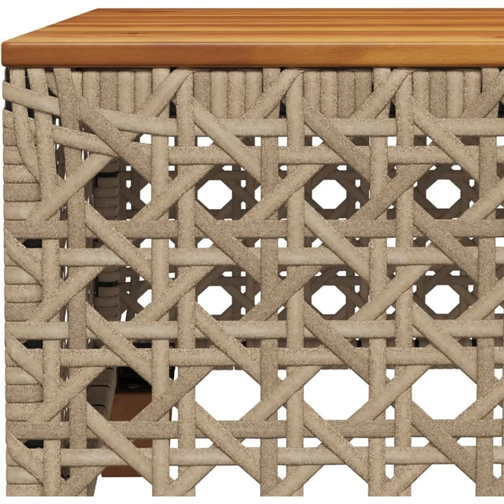 vidaXL Gartentisch Beige 55x55x36 cm Poly Rattan Akazienholz 365931 – Bild 7