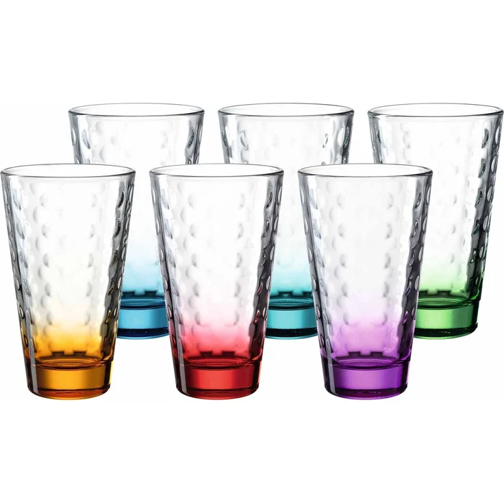Leonardo OPTIC Trinkglas groß 300 ml Boden Bunt 6er Set – Bild 1