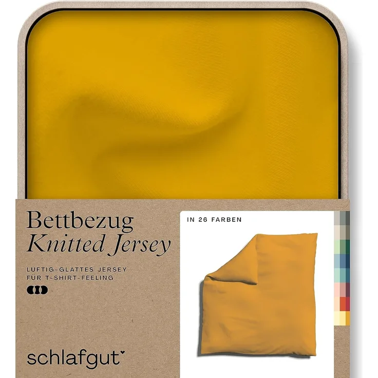 Schlafgut Knitted Jersey Bettwäsche | Bettbezug einzeln 240x220 cm | yellow-deep
