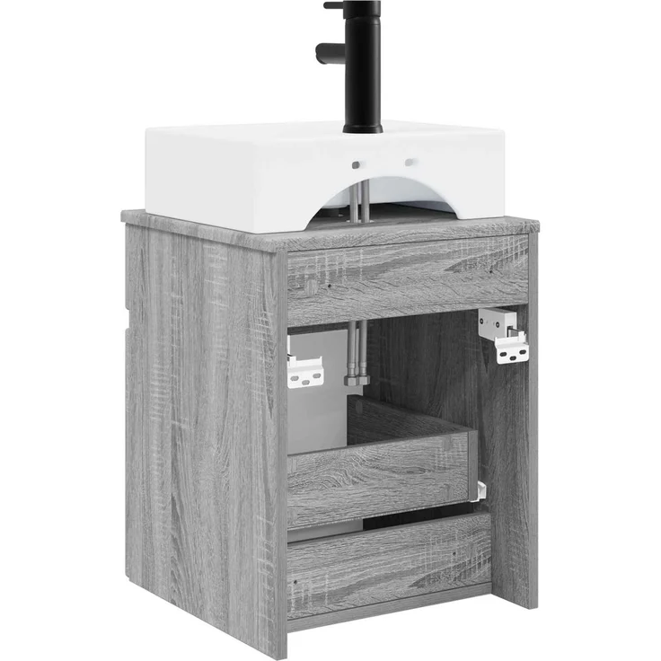 vidaXL Wandmontierter Waschbeckenunterschrank Grau Sonoma 890578 – Bild 4
