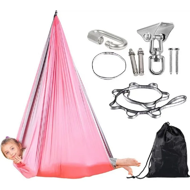 feinlux Hängematte Sensorische Schaukel für Kinder mit 360° drehbarem Aufhänger (Packung, Indoor-Therapieschaukel), für Autismus, ADHS und sensorische Verarbeitungsstörungen bei Kindern