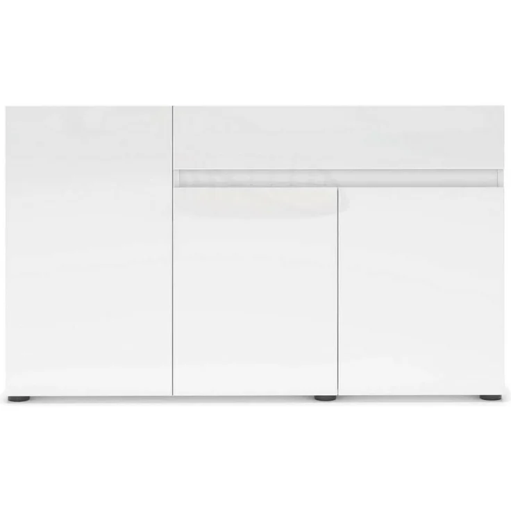 Dmora - Kommode Brits, Wohnzimmerbuffet, Wohnzimmer-Sideboard, Moderne Küchen-Speisekammer, Made in Italy, 135x38h79 cm, Glänzendes Weiß – Bild 5