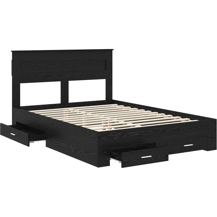 vidaXL Bettrahmen Schwarz Eichen-Optik 160 x 200 cm Holzwerkstoff 3409967 – Bild 4