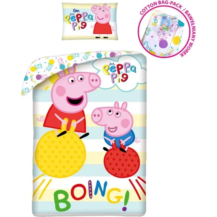 Peppa Pig Bettwäsche Set aus Baumwolle Bettdeckenbezug 140 × 200 cm mit 70 × 90 cm Kissenbezug – Bild 2