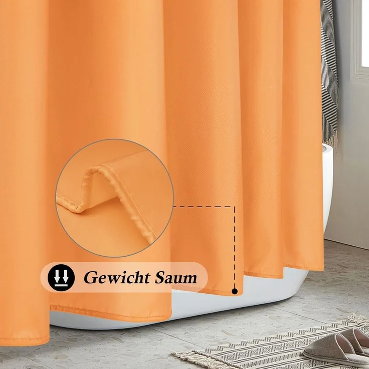 Duschvorhang 180x200 Textil Bad Vorhang Orange Anti-Schimmel Wasserdicht – Bild 3