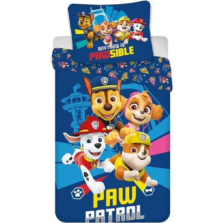 PAW Patrol Bettwäsche-Set Poly-Baumwolle 140x200 cm Bettbezug + 65x65 cm Kissenbezug