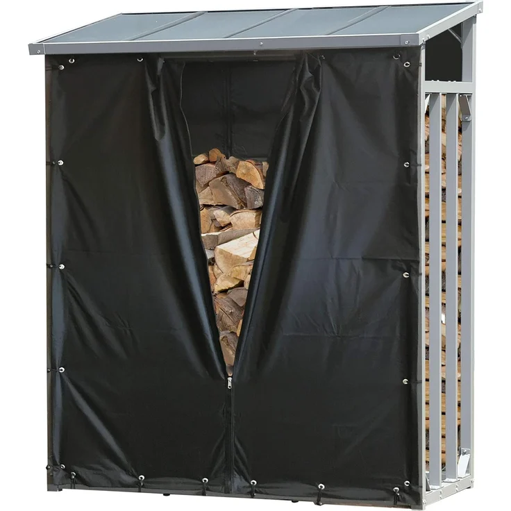 Quick Star Kaminholzregal Alu Kaminholzregal 143x70x185 cm mit Wetterschutz, BxTxH:143x70x185 cm, Wetterschutz inklusive – Bild 9