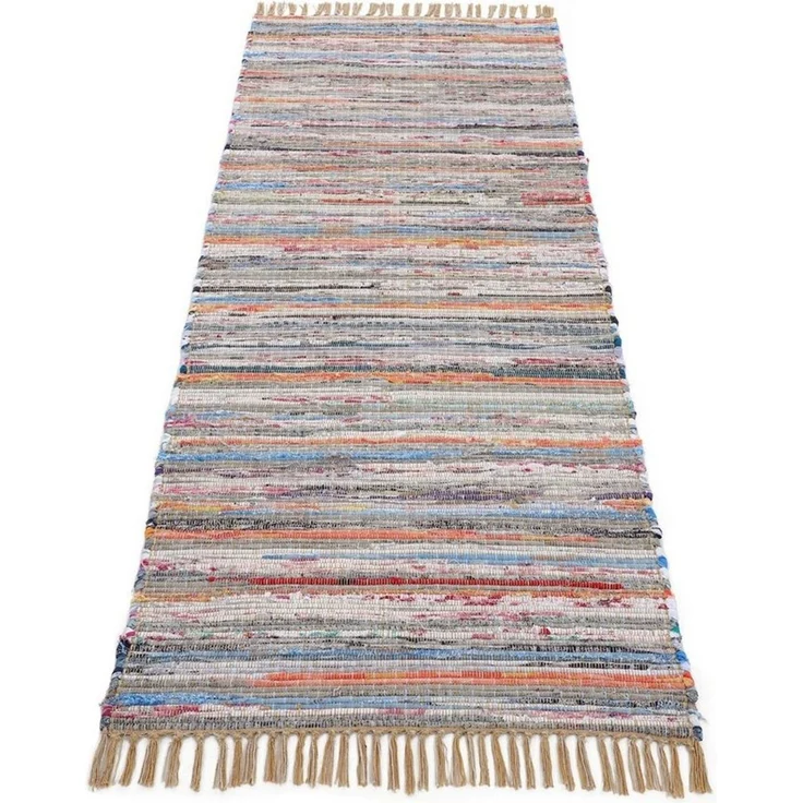 carpetfine Teppich Kelim Chindi, Wendeteppich, rechteckig, Höhe: 6 mm, handgewebt, Fleckerlteppich mit Fransen, auch vielen in Läufergrößen