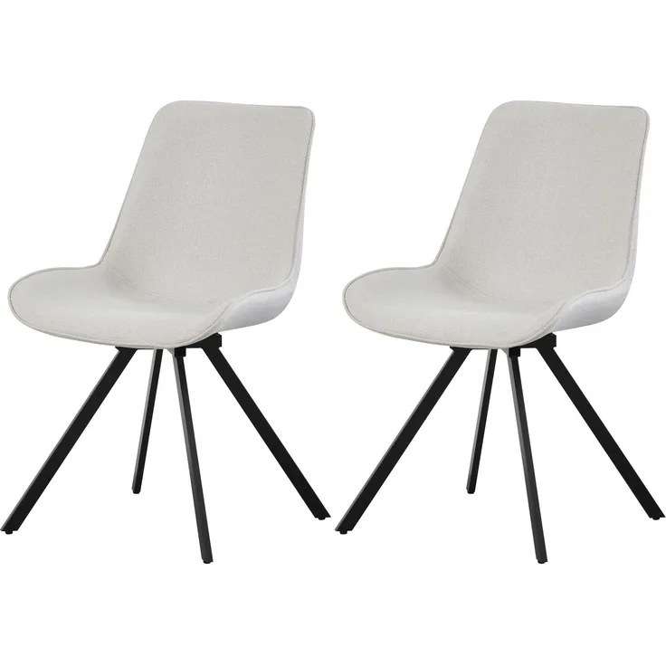 Drehstuhl 2er Set Rio Stühle in Creme - gemütliches Design - B/H/T: 52x85x61 cm