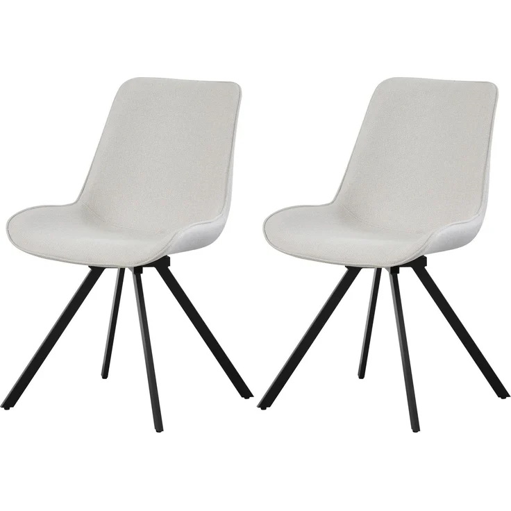 Drehstuhl 2er Set Rio Stühle in Creme - gemütliches Design - B/H/T: 52x85x61 cm – Bild 1
