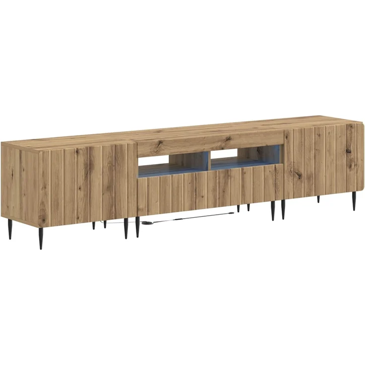 vidaXL 3-teiliges LED TV Regal ZWOLLE Artisan-Eiche Holzwerkstoff 3416528 – Bild 2