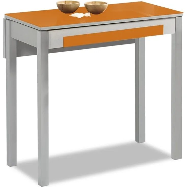 ASTIMESA Küchentisch, Metall, Orange, 90 x 50 cm, verlängert 90 x 70 cm