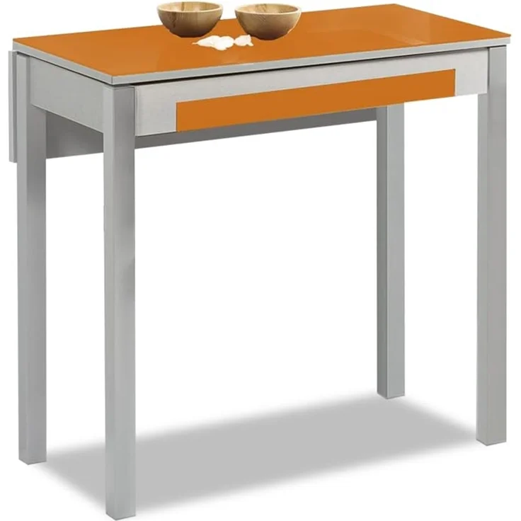 ASTIMESA Küchentisch, Metall, Orange, 90 x 50 cm, verlängert 90 x 70 cm