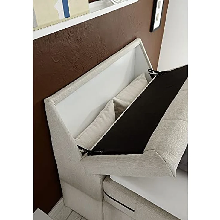 Lomadox Boxspringbett CONCORD3M-09, elektrisch verstellbar, 120x200 cm, 7-Zonen-Tonnentaschenfederkern, Artemis 1 Ivory creme – Bild 3