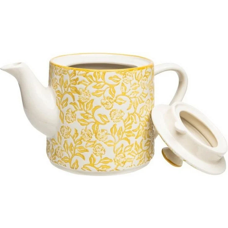 Tranquillo Teekanne aus Steinzeug RUSTIC 800ml Kanne spülmaschinengeeignet handgestempelt, 0.8 l, Filigranes Muster und formschönes Ausguss-Design für Tee & Kaffee – Bild 2