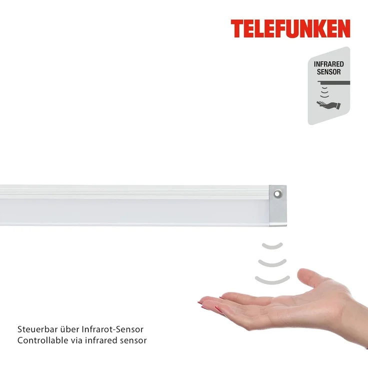 TELEFUNKEN - Led Unterbauleuchte Dimmbar, 50 Cm, Küche, Led Leiste Küchenschrank, Werkstattlampe, Infrarotschalter, Neutralweißes Licht, 7 W, 720 Lm, Silberfarbig – Bild 5