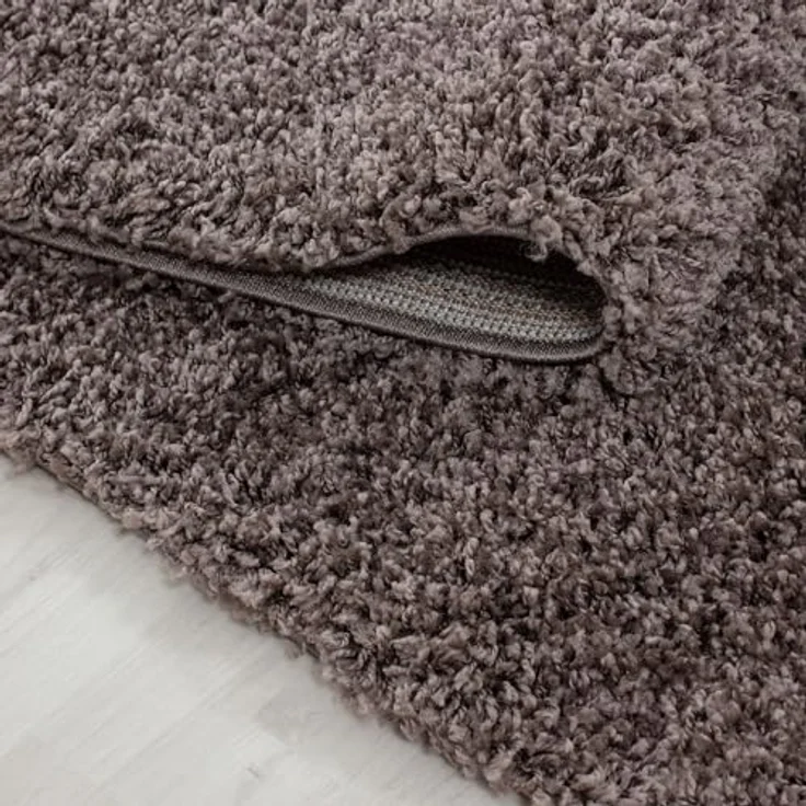 Carpetsale24 Shaggy Hochflor Teppich 60x110 cm Taupe weich flauschig modern einfarbig Für Flur oder kleine Räume für Wohnzimmer Schlafzimmer Flur – Bild 4