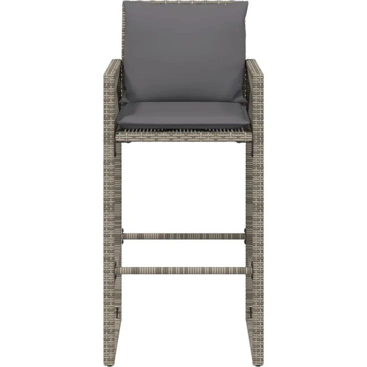 vidaXL Garten-Barhocker mit Kissen 2 Stk. Grau Poly Rattan 368707 – Bild 10