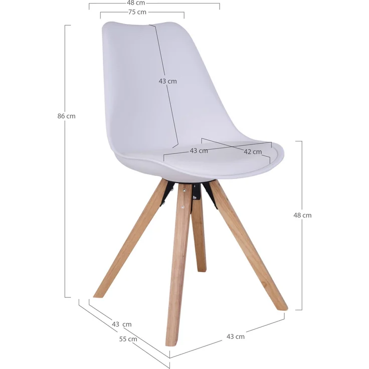 House Nordic Esszimmerstuhl, weiß mit natürlichen Beinen - 2er set – Bild 5