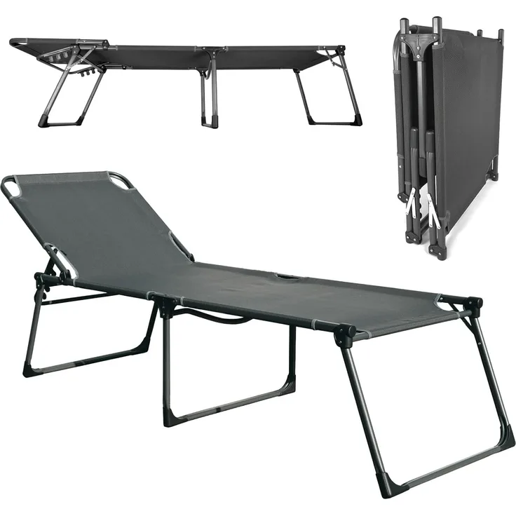 osoltus ALU Dreibeinliege XXL Sonnenliege hoch Pellworm 215x70x50 cm grau