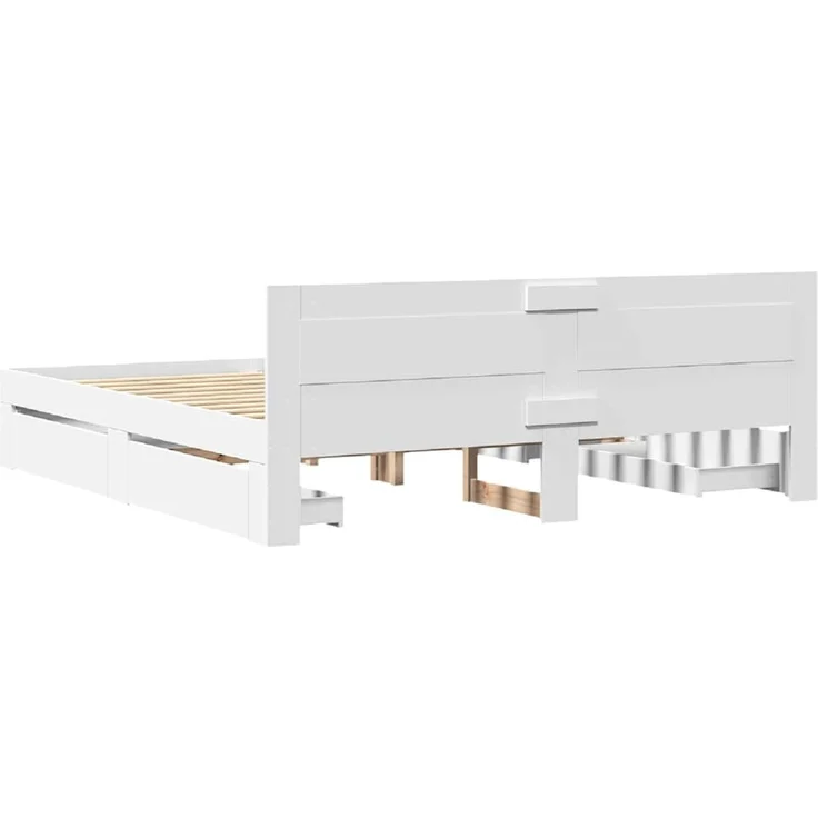 vidaXL Bettrahmen mit Schubladen Weiß 193 x 203 cm Holzwerkstoff 3402859 – Bild 8