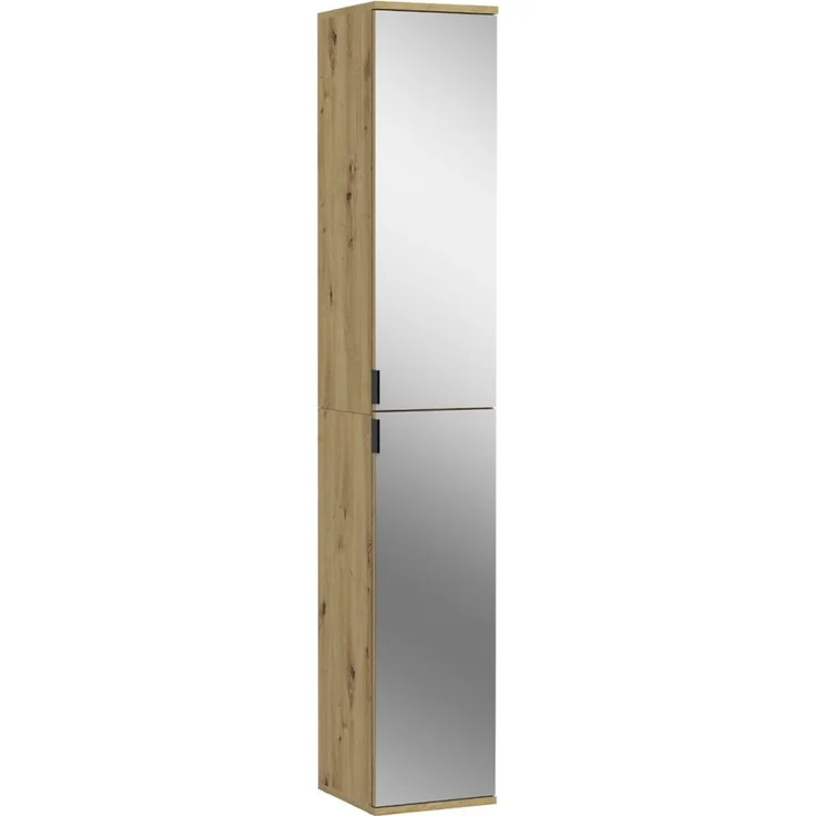 Schuhschrank mit Spiegel Line-Up in Eiche 30 x 193 cm – Bild 4