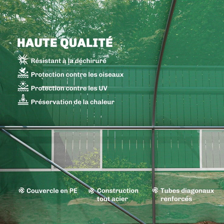 MELAYR, Großes Tunnelgewächshaus mit PE-Folie, Stahlrahmen, Rolltor und 12 Fenstern, 8 x 3 x 2 m, grün – Bild 6