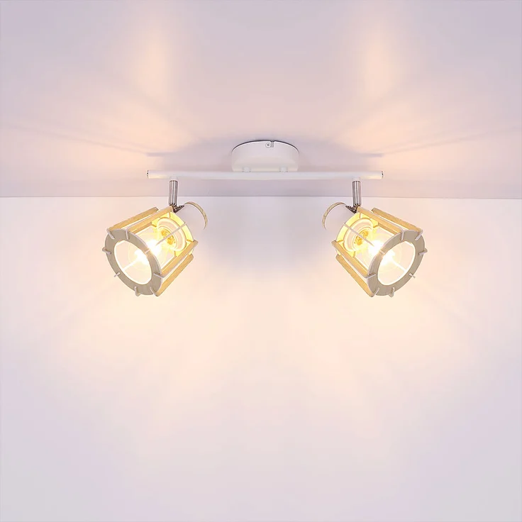 Spotleuchte, 2 Flammig, Landhausstil, Holz, natur, L 36cm – Bild 6