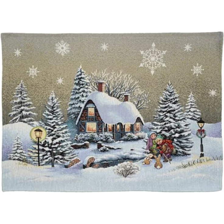 texpot Tischdecke Druck Winterdorf Advent Weihnachten Tischläufer Weihnachtstischdecke (1-tlg) – Bild 1