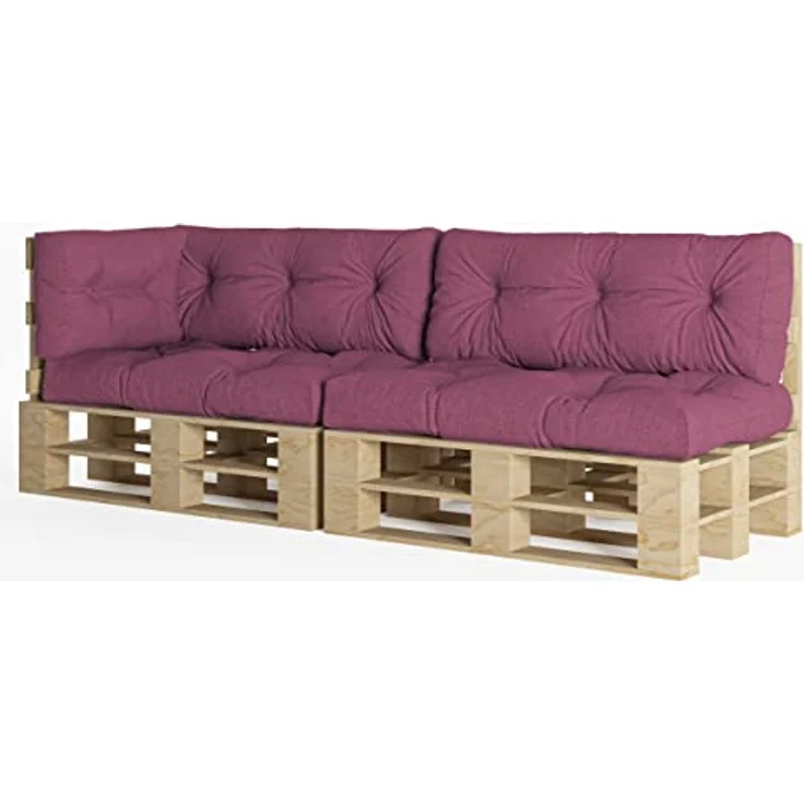 chilly pilley Palettenauflage Schaumflocken palettenkissen Palettenpolster Palettenmöbel Palettensofa Rückenlehne Sitzkissen Seitenkissen Set (5er Set Violett) – Bild 2