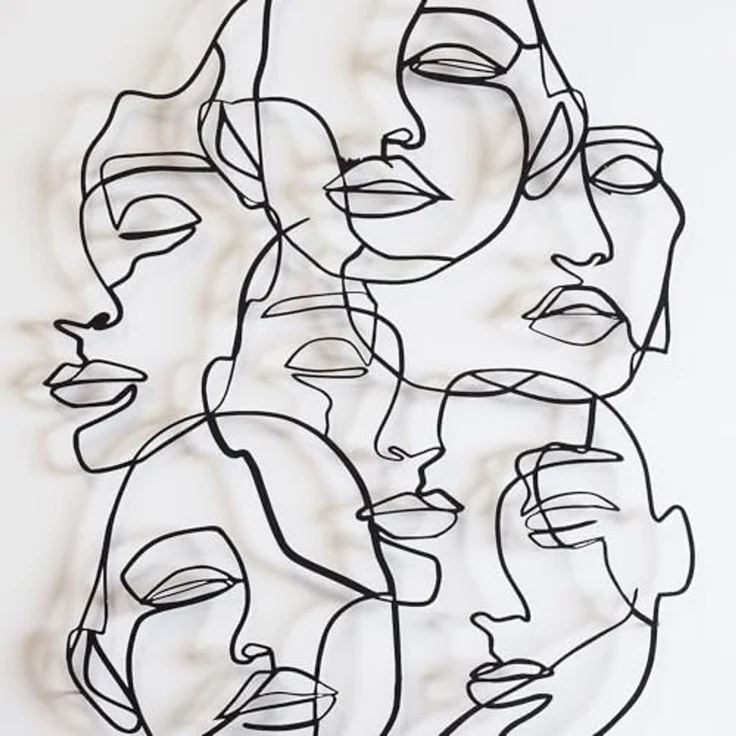 Wallity 'Faces Line Art- APT743 M' Dekoratives Wandaccessoire aus Metall, Schwarz, 79 x 58 cm – Bild 2