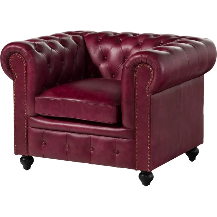 Sessel Echtleder 105x82x75 rot CHESTERFIELD #402 – Bild 1