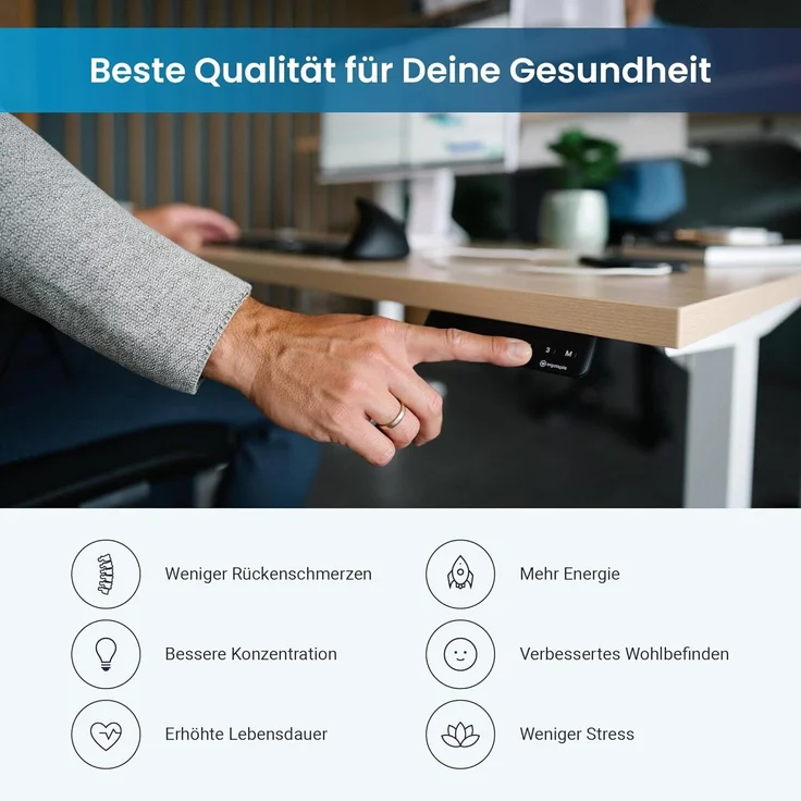 Desktopia Pro X - Elektrisch höhenverstellbarer Schreibtisch / Ergonomischer Tisch mit Memory-Funktion, Ahorn, Gestell Schwarz, 160x80 cm – Bild 5