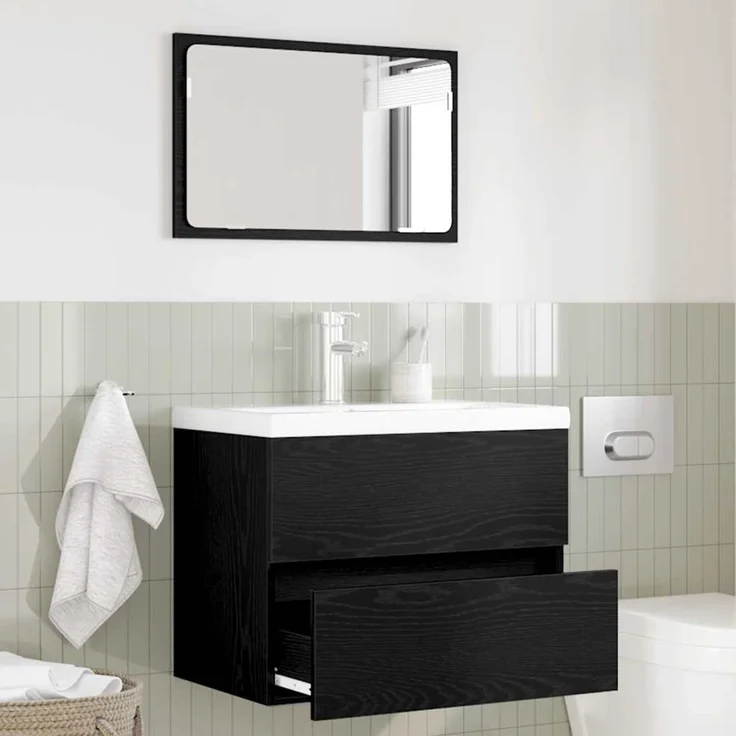 vidaXL Badezimmermöbel-Set mit Schubladen 2 pcs Schwarz Eichen-Optik 875434 – Bild 1