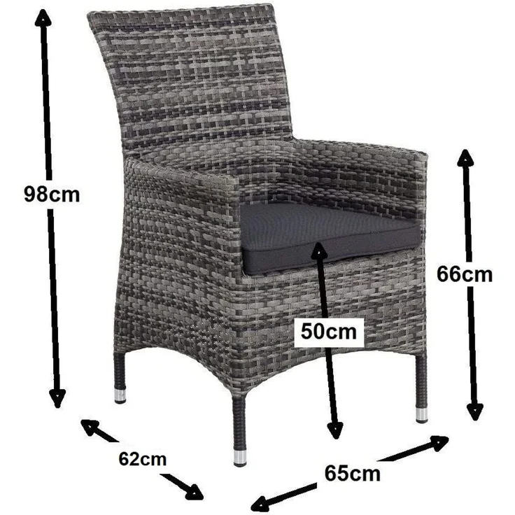 Mandalika Garden MONACO Polyrattan Diningsessel mit Alu-Gestell Black Pearl – Bild 10