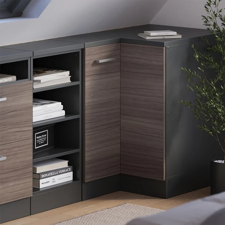 Eck-Küchenschrank für Dachschrägen R-Line Edelgrau 75.6 cm mit 1 Tür, Schrankkorpus 60 cm Tiefe Vicco – Bild 4