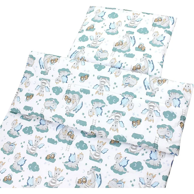 TupTam Kinderbettdecke-Set, Ganzjahresdecke, 2tlg., 1x Bettdecke, 1x Flachkissen, Dino Bärchen Grün Grau, 135x100 cm – Bild 4