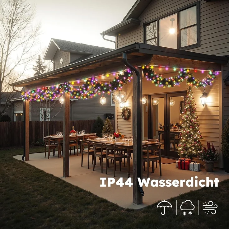 LEDYA Kugel Lichterkette Bunt, 12M 120 LEDs Partylichterkette mit Stecker für Innen und Außen, 8 Leuchtmodi mit Timer und Memory-Funktion, ideal für Weihnachten, Hochzeit, Garten, Balkon, Party Deko – Bild 3