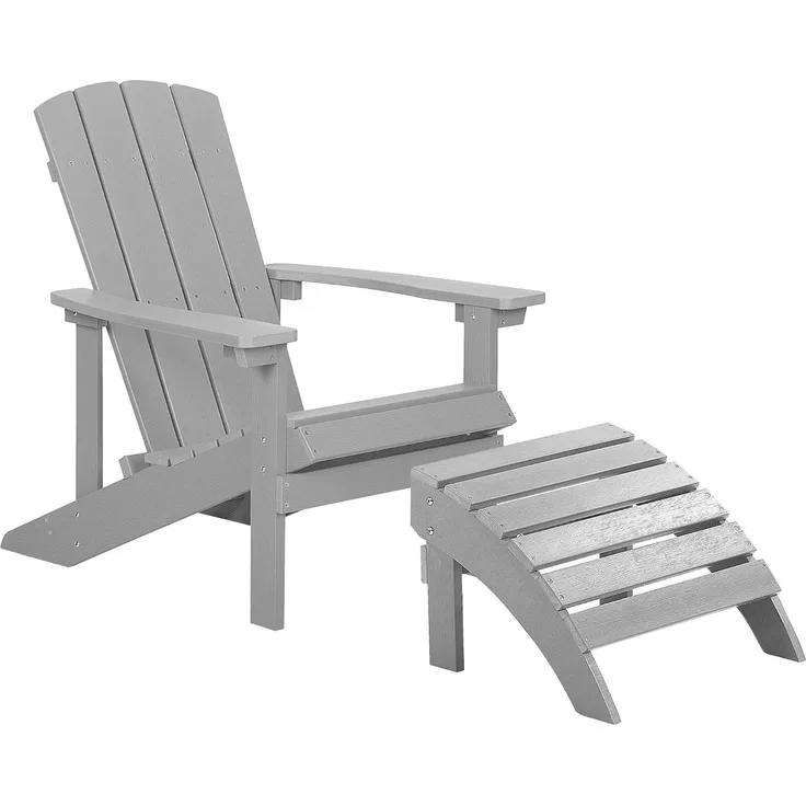 Gartenstuhl ADIRONDACK mit Fußstütze Hellgrau