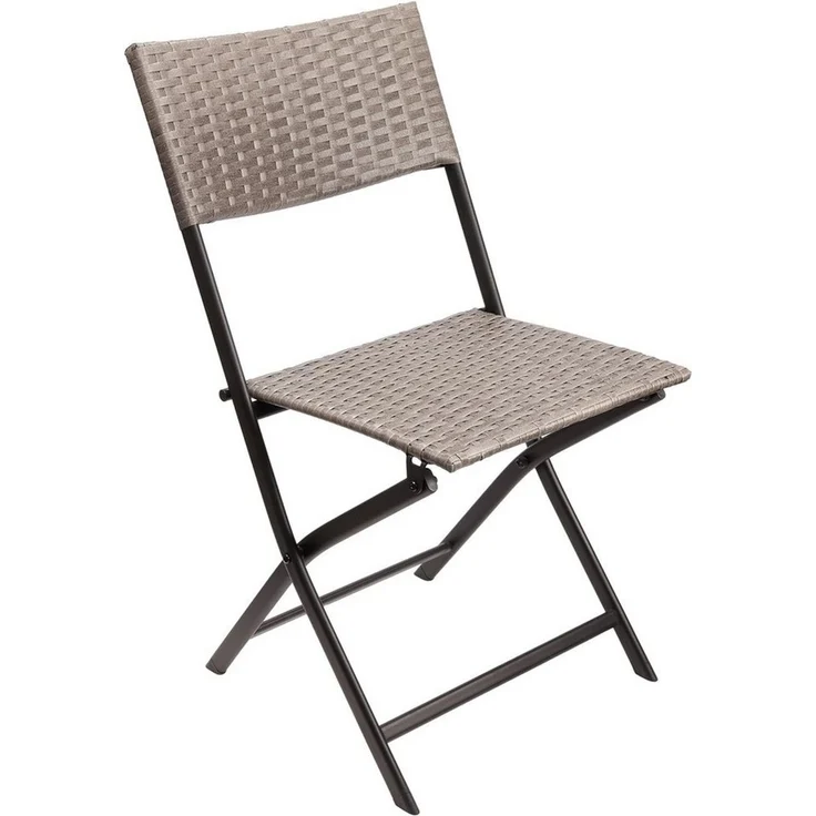BRUBAKER Campingstuhl Toskana - Polyrattan Klappstuhl wetterfest und robust (Balkonstuhl klappbar, 1 St), Camping Stuhl für Garten Balkon Terrasse - Gartenstuhl - Grau Braun – Bild 1