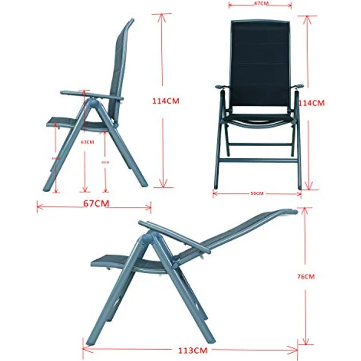 Chicreat Gepolsterter Klappstuhl mit hoher Rückenlehne, Aluminium - Grau/Schwarz – Bild 4