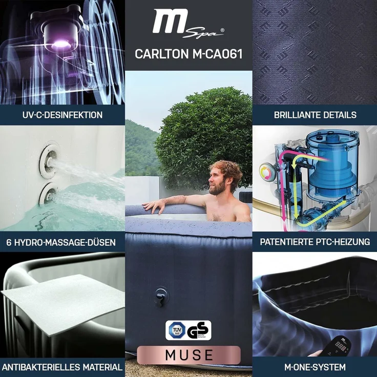 Aufblasbarer Whirlpool rund MSPA CARLTON Outdoor Garten Massage-Düsen Pool – Bild 8
