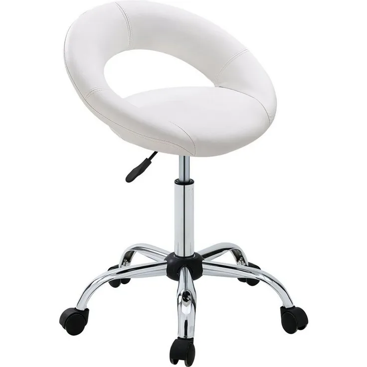 Duhome Rollhocker/Stuhl in 3 Farben mit Lehne Praxishocker Drehhocker Hocker mit Rollen Kosmetikhocker Arbeitshocker Bürohocker TYP 171XF, Weiss