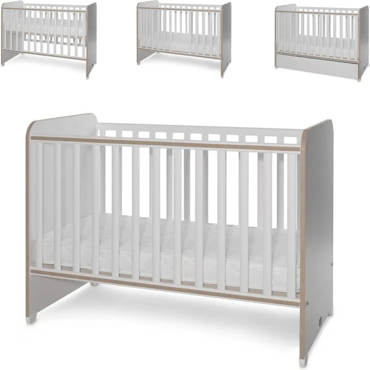 Lorelli Babybett Sweet Dream 124 x 68 x 95 cm Unterbettrahmen mit zwei Ebenen hellbraun