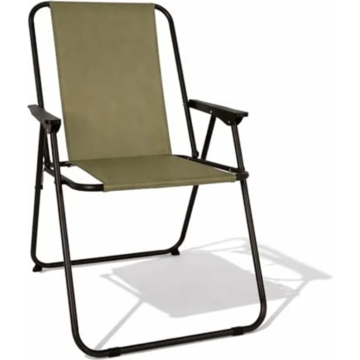 Campingstuhl Klappstuhl Anglerstuhl Stoff Oxfort Metall Olivegrün – Bild 1